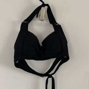 Black bikini tankini crossover criss-cross halter top padded